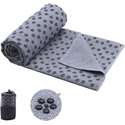 TRINKA Hot Yoga Towel, Microfiber Non-Slip Yoga Mat Towel 72" x 24", Sweat Absorbent Grip Dot Towel with Carry Bag, Gray