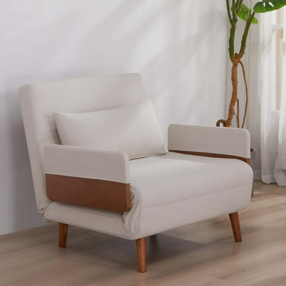 TRIO Modern Foldable Sofa Bed, Single-Seater, Breathable Linen Fabric, 6-Level Adjustable | Converts in 10 seconds, space-saving multi-functional sleeper, silent hinges, ideal for small living spaces
