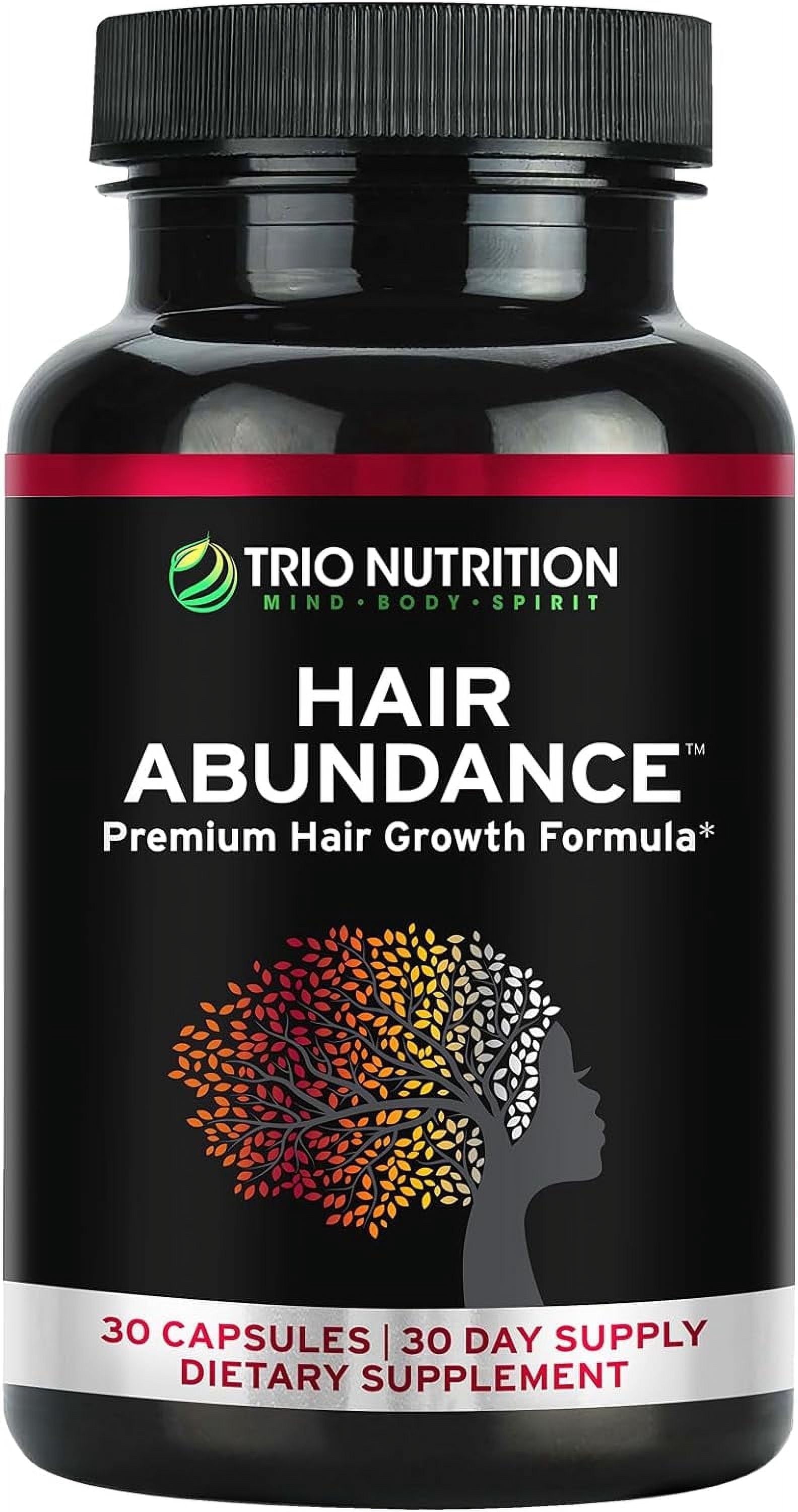 TRIO NUTRITION Biotin Hair Abundance | Hair Growth Vitamins for Hair, Skin & Nails | Biotin 10000mcg | Boosted with Collagen for Women & Men |Powerful Zinc & Selenium | Hair supplement*
