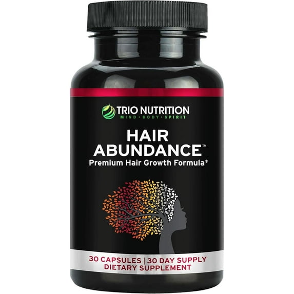 TRIO NUTRITION Biotin Hair Abundance | Hair Growth Vitamins for Hair, Skin & Nails | Biotin 10000mcg | Boosted with Collagen for Women & Men |Powerful Zinc & Selenium | Hair supplement*