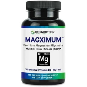 TRIO NUTRITION MagX Magnesium Glycinate, Vitamin D3, Vitamin K2 & MCT Oil | Chelated Magnesium Supplement | Calm, Relaxation & Recovery | Be Well Rested & Start Your Day with Magximum*