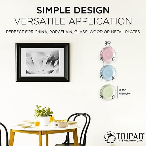 TRIPAR Vertical Wall Plate Rack, Black Display (3 Tiers) - Lightweight ...