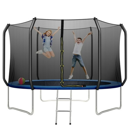 TRIPLE TREE 10 FT Trampoline with Safe Enclosure Net, 660 lbs Capacity for 3 Kids, Outdoor Fitness Trampoline with Waterproof Jump Mat Ladder for Indoor Park Kindergarten Toddler Trampolines
