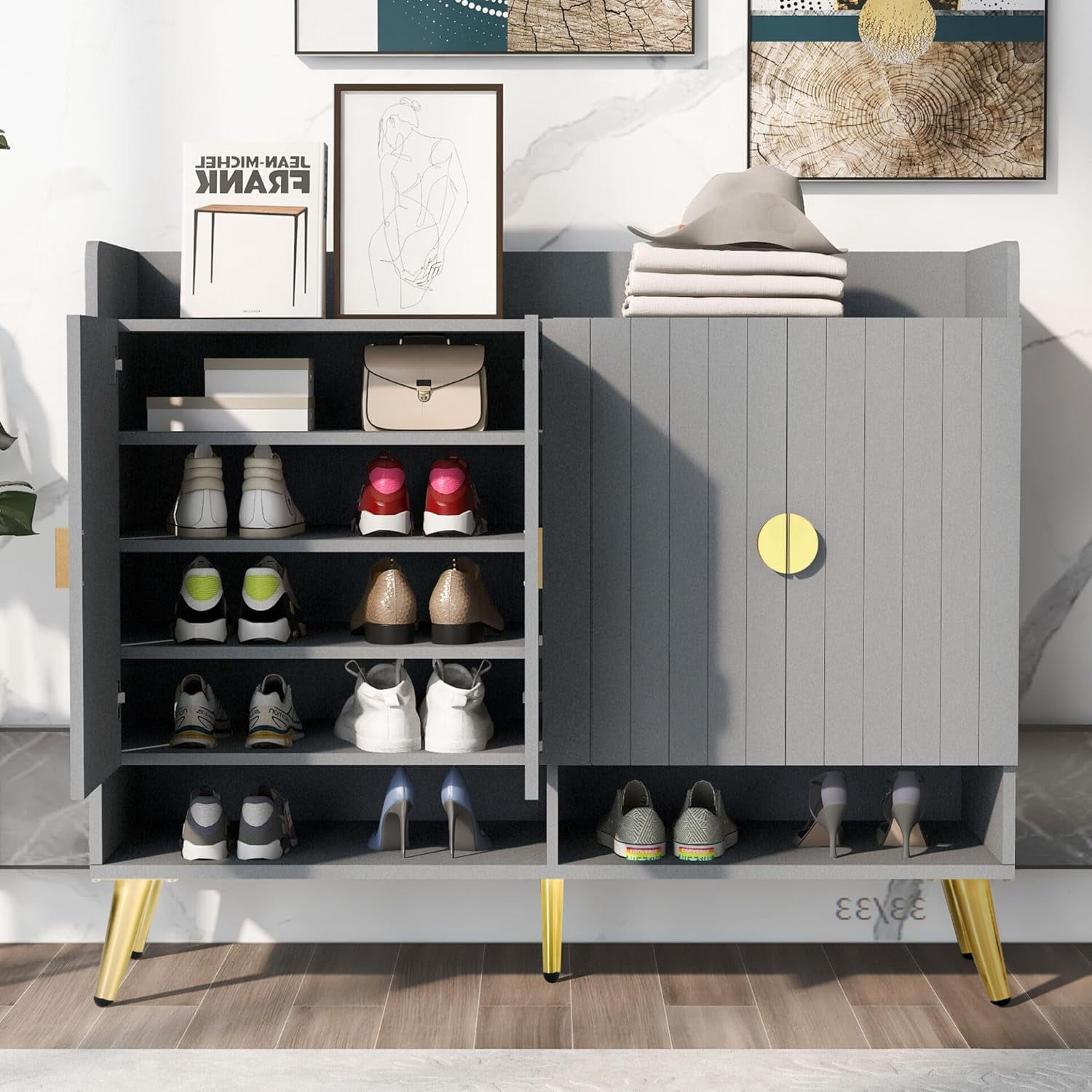 TRIPLE TREE Shoe Cabinet with Doors, 11-Tier Shoe Storage Cabinet with
