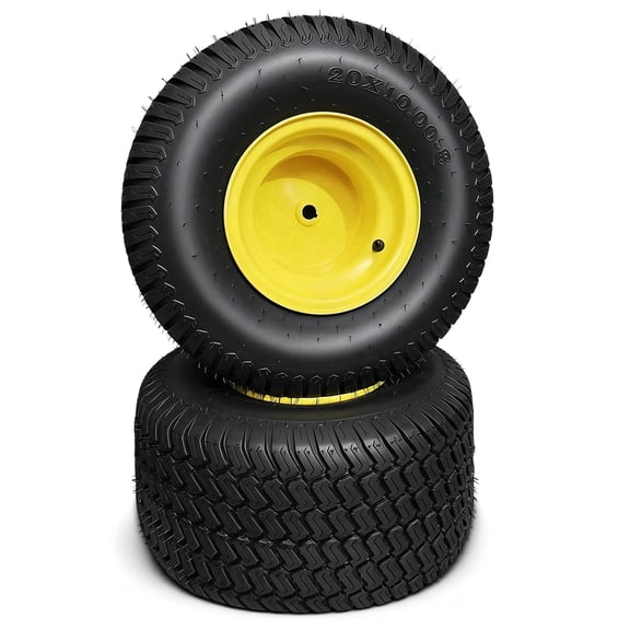 TRIPOWER 20x10.00-8 Lawn Mower Garden Tires with Wheel Assembly, 4PR Set of 2