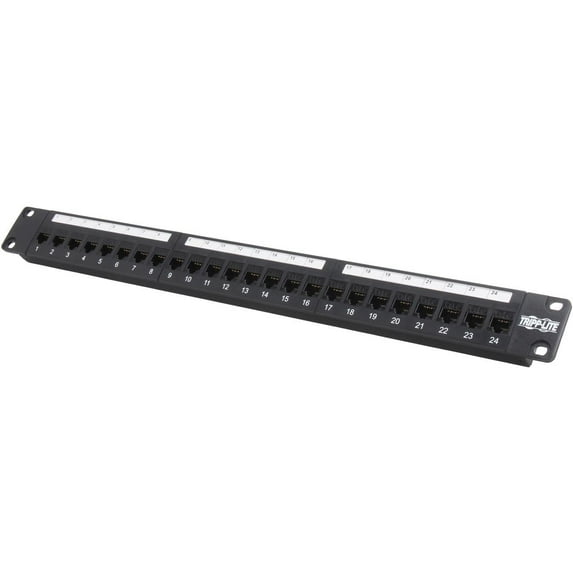 TRIPP LITE 24-Port 1U Rackmount Cat6 Feedthrough Patch Panel, RJ45 Ethernet