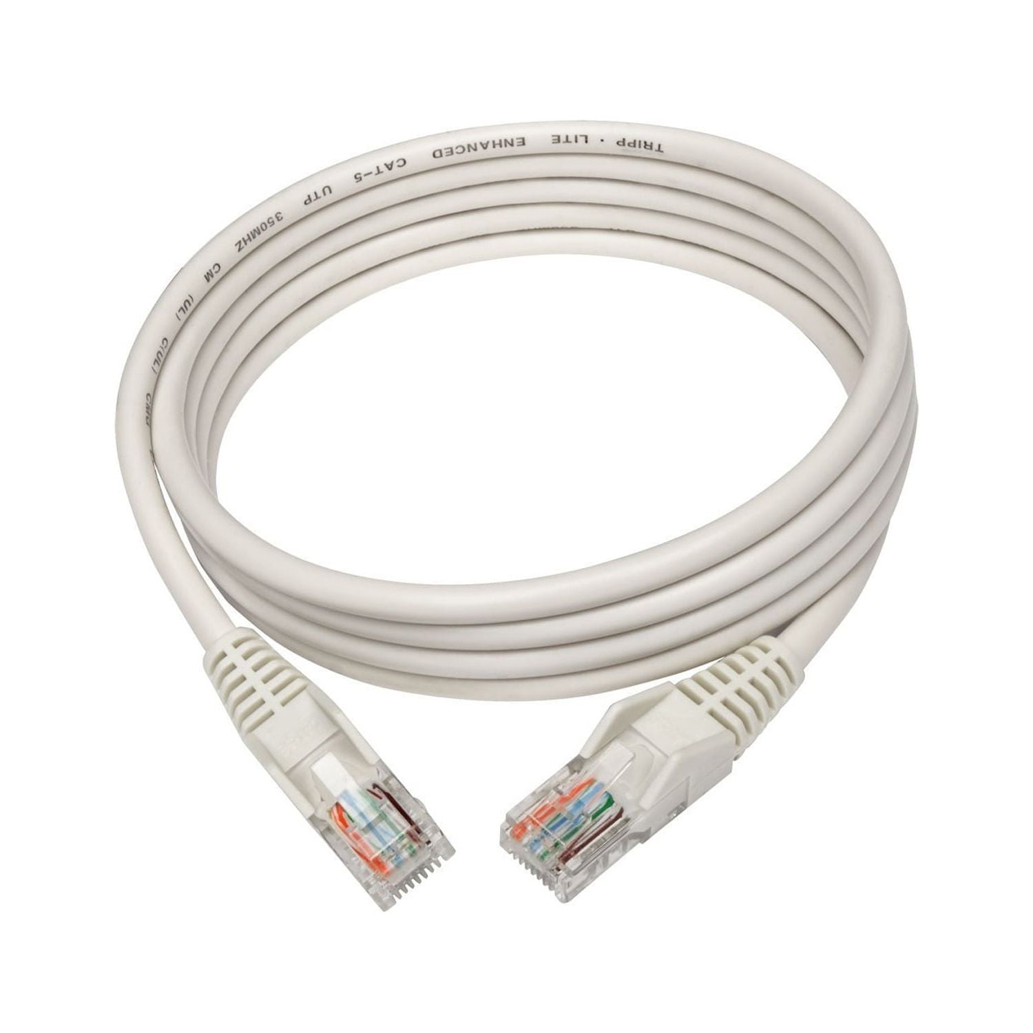 Eaton Tripp Lite Series Cat5e 350 MHz Snagless Molded (UTP) Ethernet Cable (RJ45 M/M), PoE - White, 5 ft. (1.52 m) - Patch cable - RJ-45 (M) to RJ-45 (M) - 5 ft - UTP - CAT 5e - IEEE 802.3ab/IEEE 802.5 - molded, snagless, stranded - white
