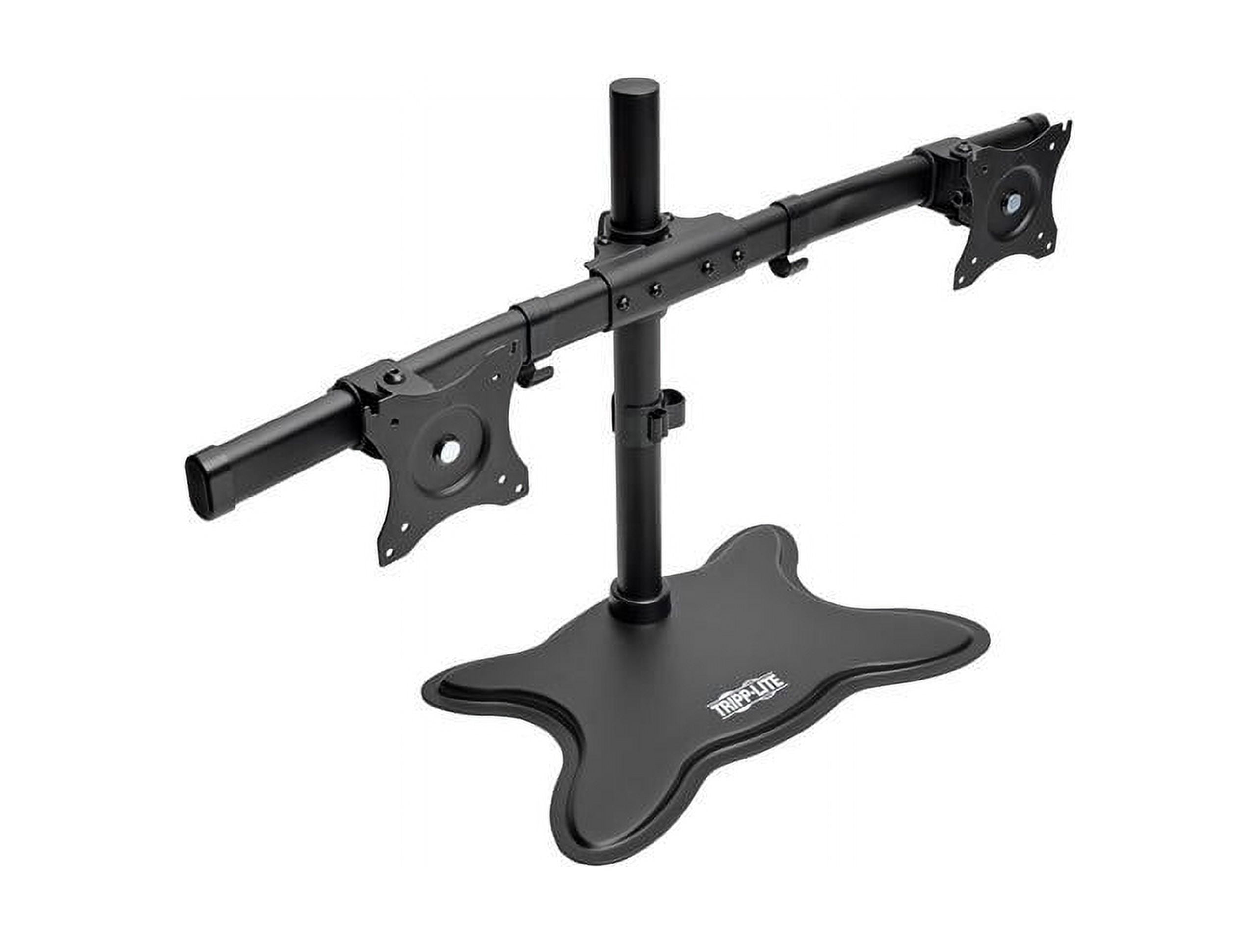 Black Steel Full-Motion Dual Monitor Desktop Stand