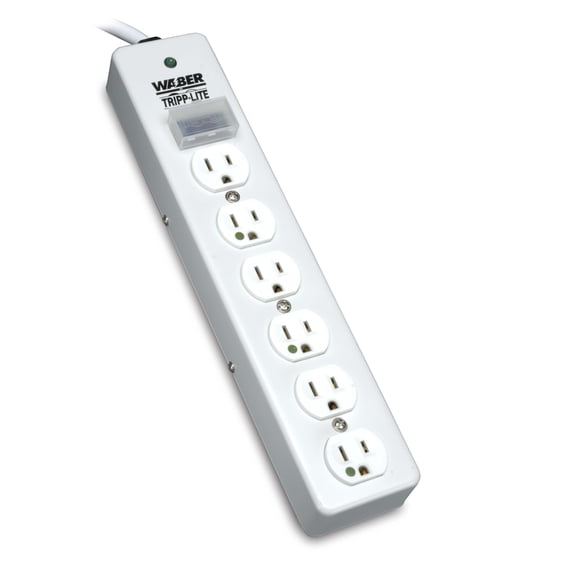 TRIPP LITE Hospital-Grade Surge Protector Medical Power Strip, 6 Outlets, Right-Angle NEMA 5-15PHG Plug, 10 Foot / 3M Cord, 1050 Joule Protection (SPS610HGRA) CA3