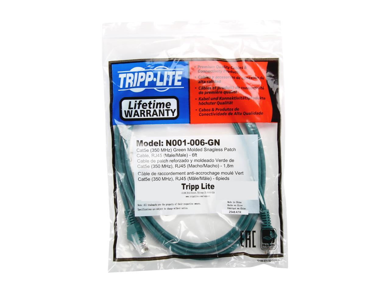 Tripp Lite 6ft Cat5e 350MHz Snagless Molded Patch Cable (RJ45 M/M) - Green