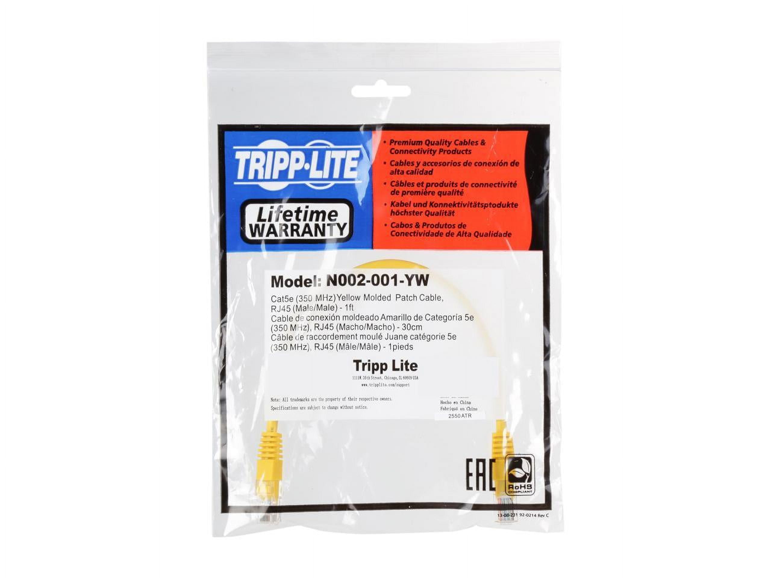 Tripp Lite N002-001-yw Category 5e Network Cable - 12" - Patch Cable - Yellow Rj-45 Male Network - Rj-45 Male Network (n002001yw)