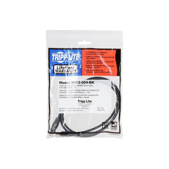 Tripp Lite N002-004-BK 4' CAT-5e RJ-45 Molded Patch Cable Black