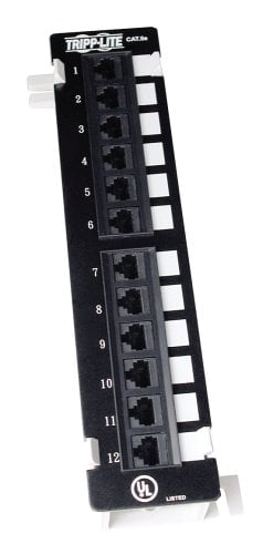 TRIPP LITE N050-012 12-Port Cat5e Wall Mount Patch Panel 568B, RJ45 Ethernet