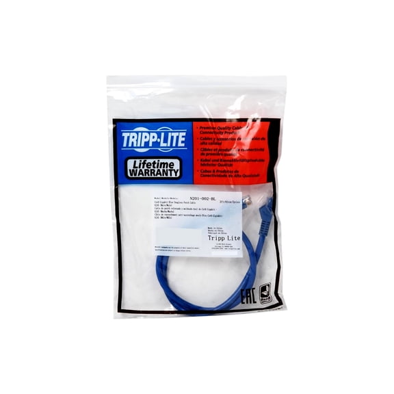 Tripp Lite Cat.6 Gigabit Patch Cable - 1 X Rj-45 Male - 1 X Rj-45 Male - 2ft - Blue (n201002bl)
