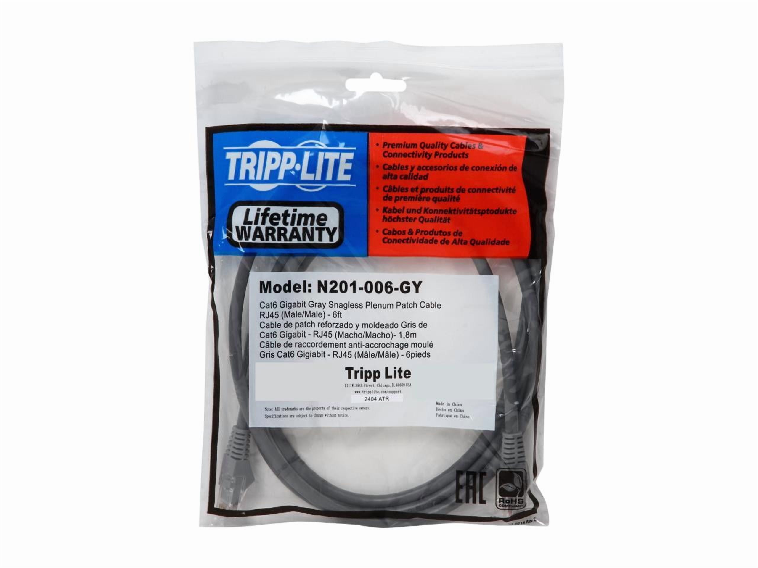 Tripp Lite 6ft Cat6 Gigabit Snagless Molded Patch Cable (RJ45 M/M) - Gray