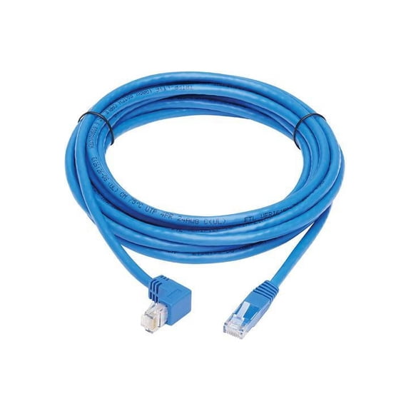 Eaton Tripp Lite Series Down-Angle Cat6 Gigabit Molded UTP Ethernet Cable RJ45 Right-Angle Down M to RJ45 M Blue 20 ft. 6.09 m