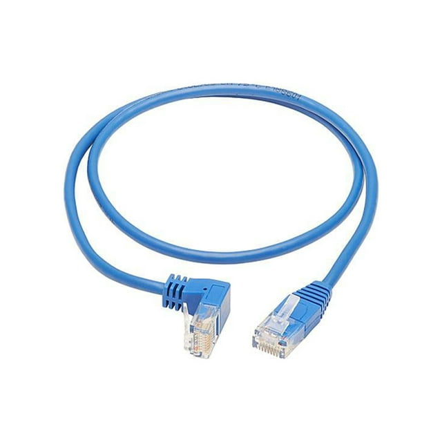 TRIPP LITE N204-S03-BL-DN 3 ft. Cat 6 Blue Down-Angle Cat6 Gigabit Molded Slim UTP Ethernet Cable (RJ45 Right-Angle Down M to RJ45 M)