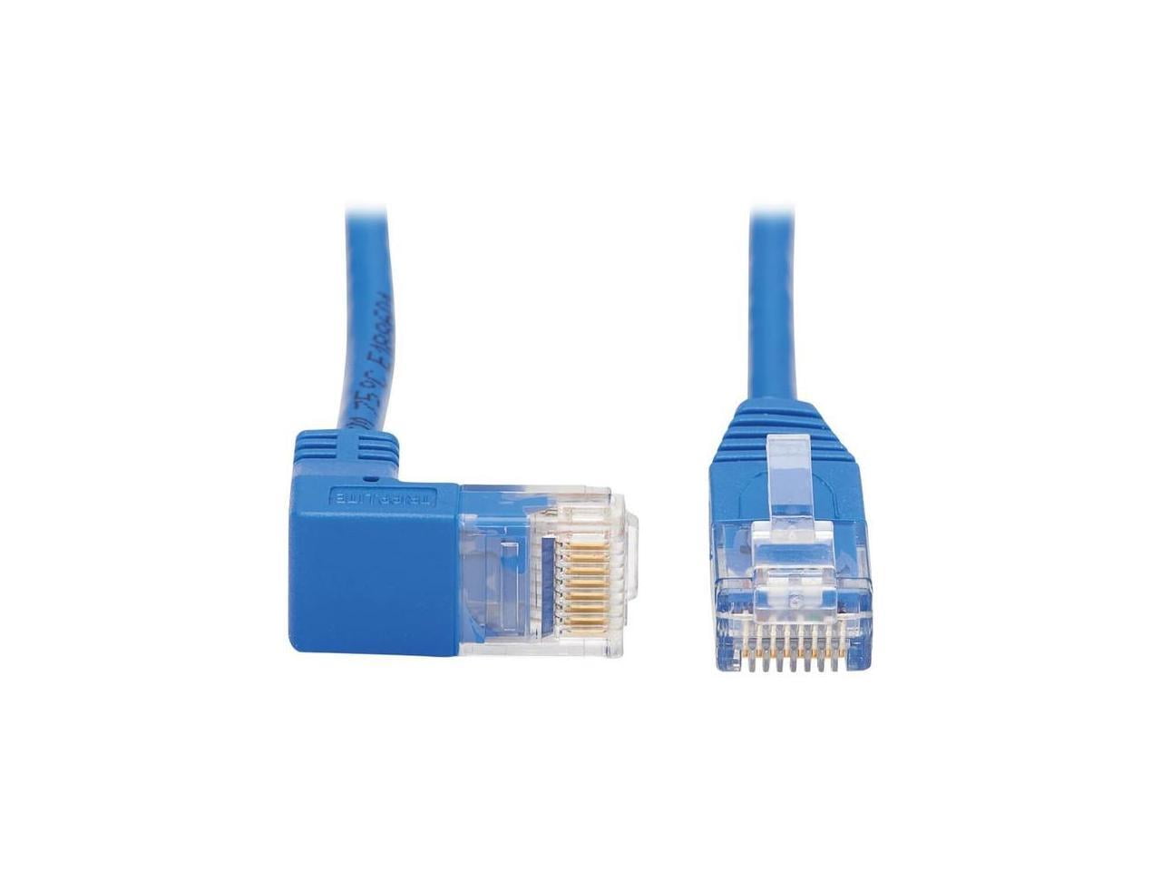 Eaton Tripp Lite Series Down-Angle Cat6 Gigabit Molded Slim UTP Ethernet Cable RJ45 Right-Angle Down M to RJ45 M Blue 10 ft. 3.05 m