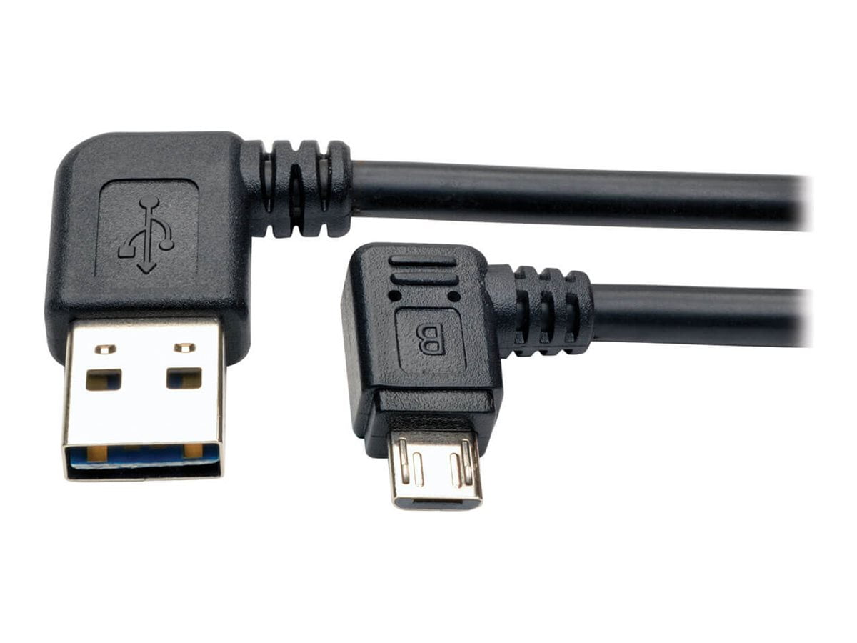 TRIPP LITE Reversible USB Charge Cable Left Right A to Right 5-Pin Mic B (UR05C-003-RARB)