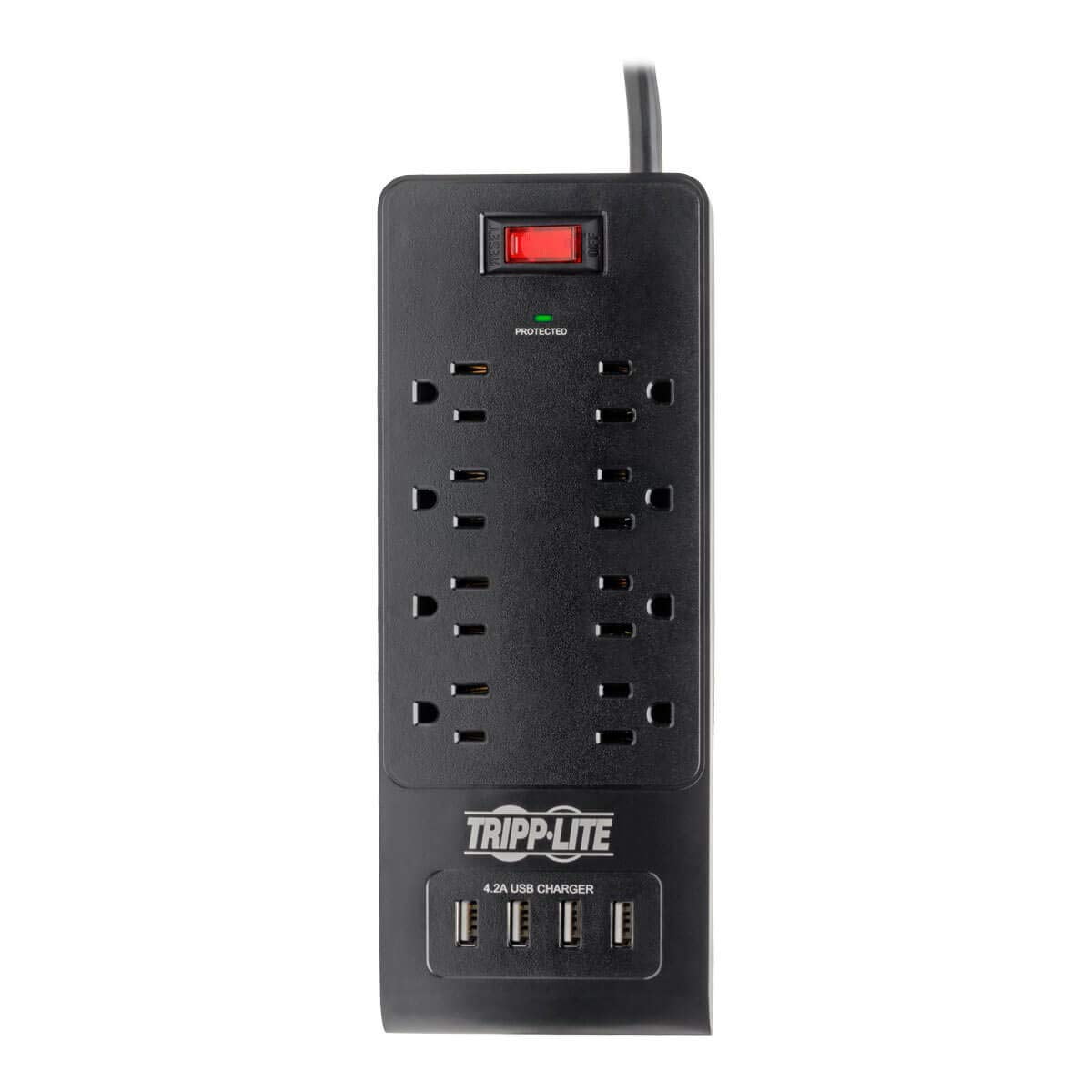 Tripp Lite TLP864USBB Protect It! 8-Outlet Surge Protector with 4 USB Ports, 6ft Cord