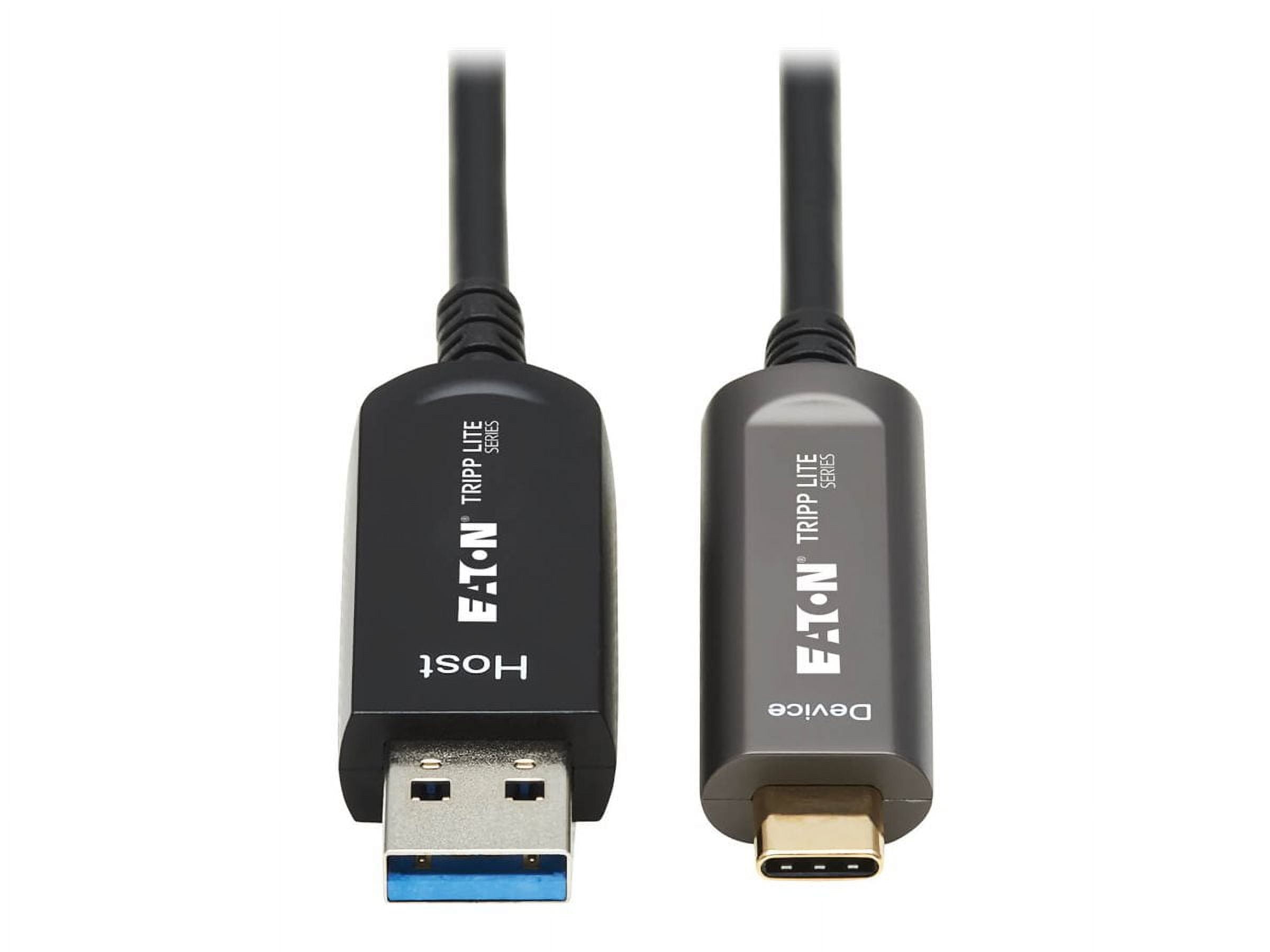 Tripp Lite USB-A to USB-C AOC Cable [M/M] - USB 3.2 Gen 2 Plenum-Rated Fiber Active Optical - Data Only, Black, 20 m (u428f-20m-d3)