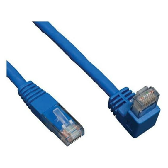TRIPPLITE Tripp Lite Patch Cable Gigabit Molded Right Angle Down to Straight Cat6 RJ45 M-M 105FT Blue