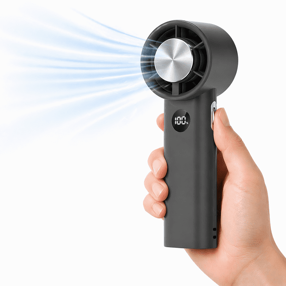 TRIPRO Compact Portable Handheld Fan with Digital Display - High-Speed Brushless Motor, 100-Speed Roller Control, Long-Lasting 3600mAh Battery (Black)