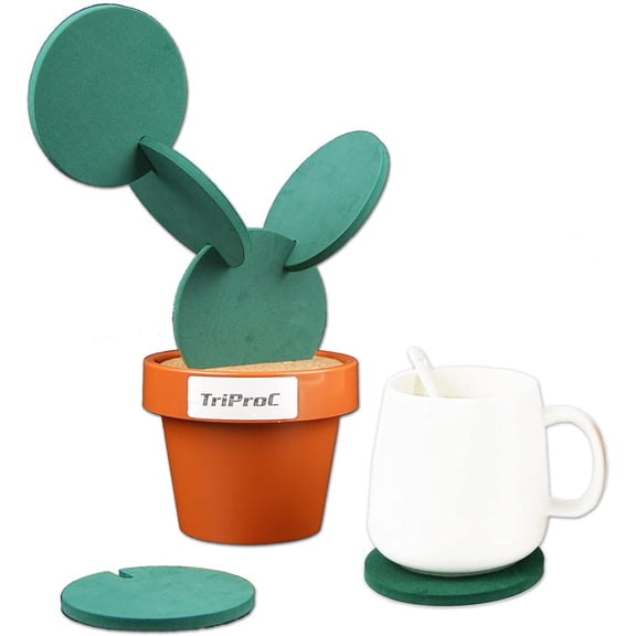 TRIPRO Original Coasters Set of 6 Pieces with Creative Cactus Shaped Design for Holiday Gift & Home Decoration