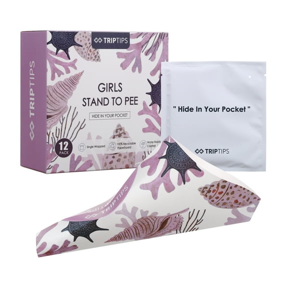 TRIPTIPS Female Urinal Disposable Female Urination Device Urinal for Women Waterproof Paper Stand and Pee Cup for Public Toilets, Traveling, Camping (Pink Conch)
