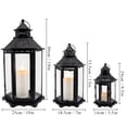 thumbnail image 1 of TRIROCKS Set of 3 Decorative Candle Lanterns18''&13"&10" H Hexagonal Candle Holder Vintage Metal Hanging Lantern with Tempered Glass for Garden Patio Wedding Event Indoors Outdoors(Black), 1 of 10