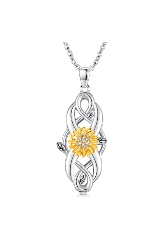 925 Silver Celtic Knot Sunflower Necklace, Irish Jewelry Gift for Women, Mother's Day Present