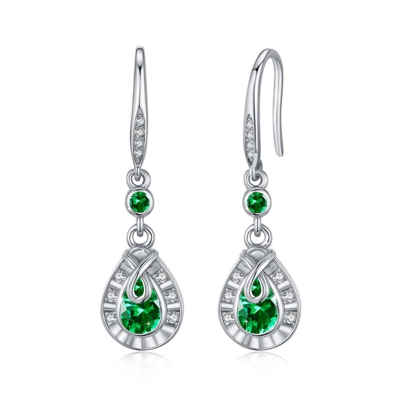 TRISHULA 925 Silver May Green CZ Birthstone Teardrop Earrings, Hypoallergenic Mother's Day Gift