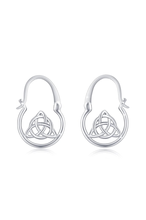925 Sterling Silver Celtic Hoop Earrings for Women Celtic Trinity Knot Hoop Earrings Irish Jewelry Gifts for Wife Birthday Thanksgiving