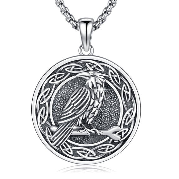 TRISHULA 925 Sterling Silver Celtic Raven Necklace Nordic Pendant Celtic Knot Pendant Talisman Jewelry Gifts for Women