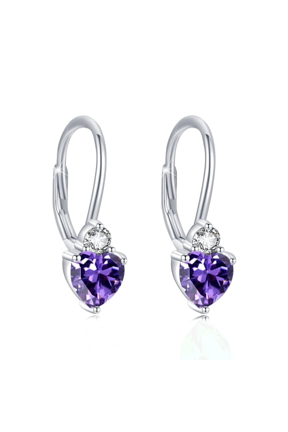 925 Sterling Silver February Birthstone Earrings Purple Amethyst Birthstone Leverback Dangle Earrings Amethyst Jewelry Gifts for Women Mom