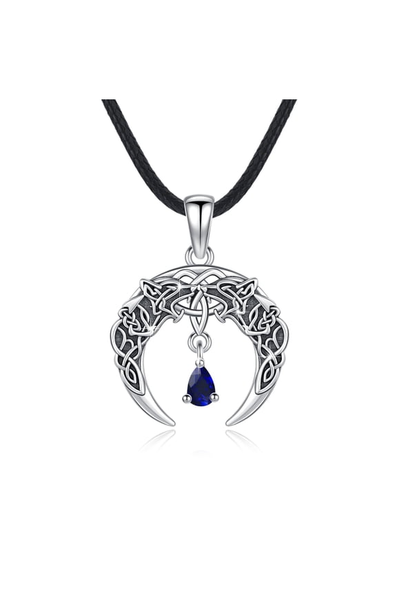 Viking Wolf Necklace Sterling Silver Celtic Wolves Viking Necklace Animal Wolf Jewelry Gift for Men Women