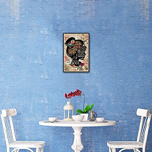 Poster Metallico Vintage TRITXIY - Targa In Latta Con Scritta 'Books Into The Library', 20x30 Cm, Arredo Da Parete Per Amanti Dei Libri - 3