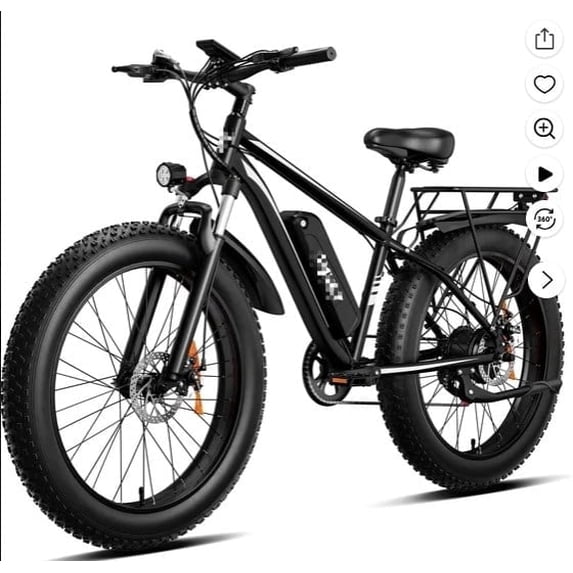 TRIWILL Electric Bike for Adults, Peak 1500W 48V 15Ah, 26" Fat Tire Ebike, E-Mountain Bicycle with Rear Rack, UL2849