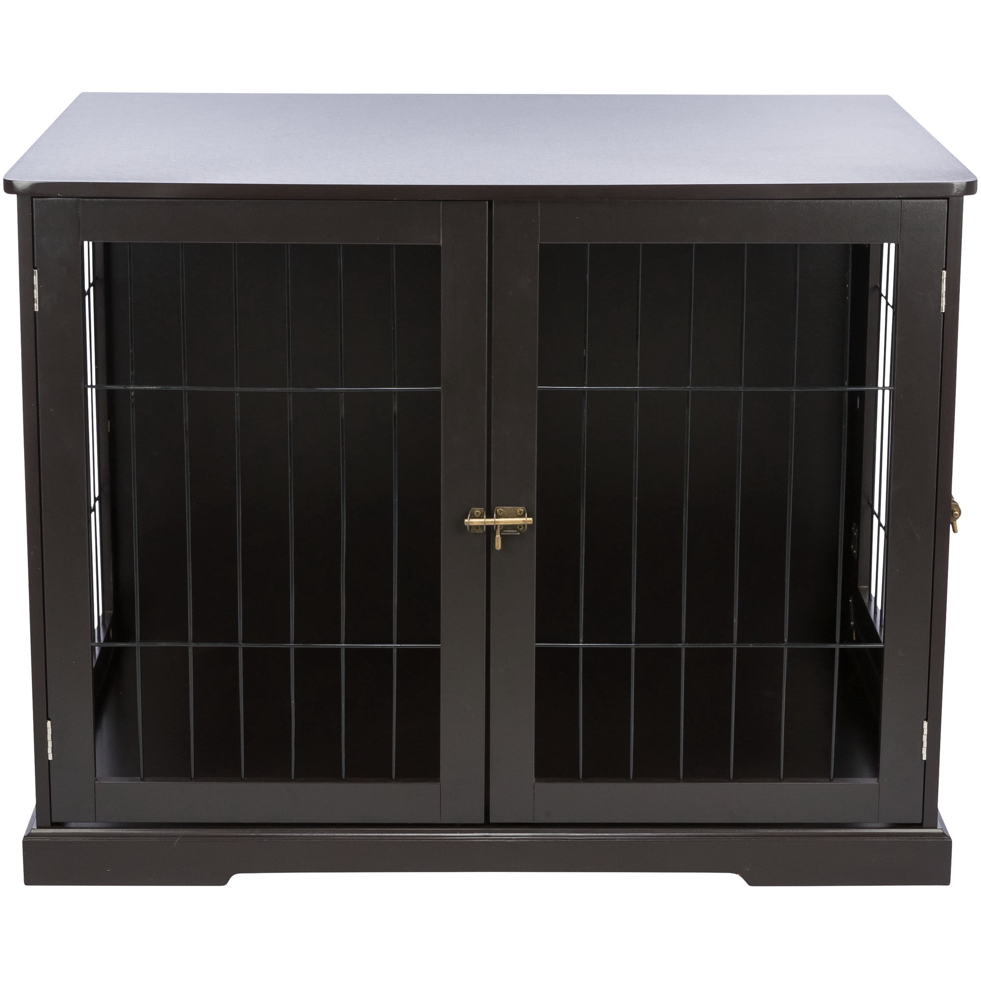 TRIXIE 38.7" Dog Crate, Wooden Indoor Kennel Furniture for Large Dogs Up to 66 lb, Brown