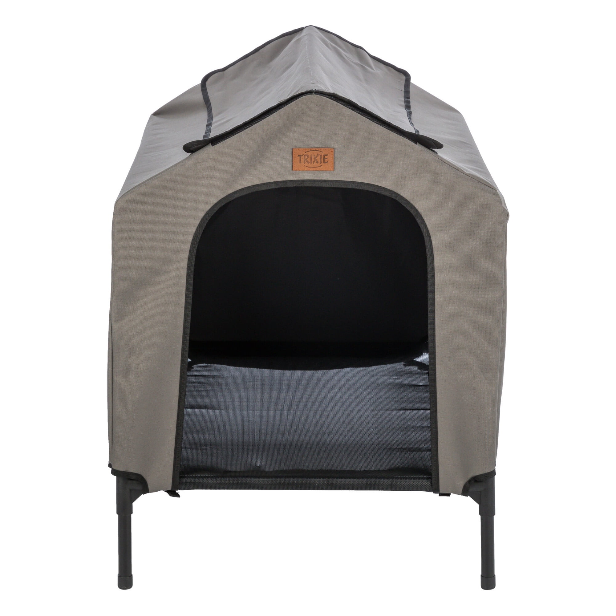 Large Gray Polyester Elevated Dog House with Metal Frame