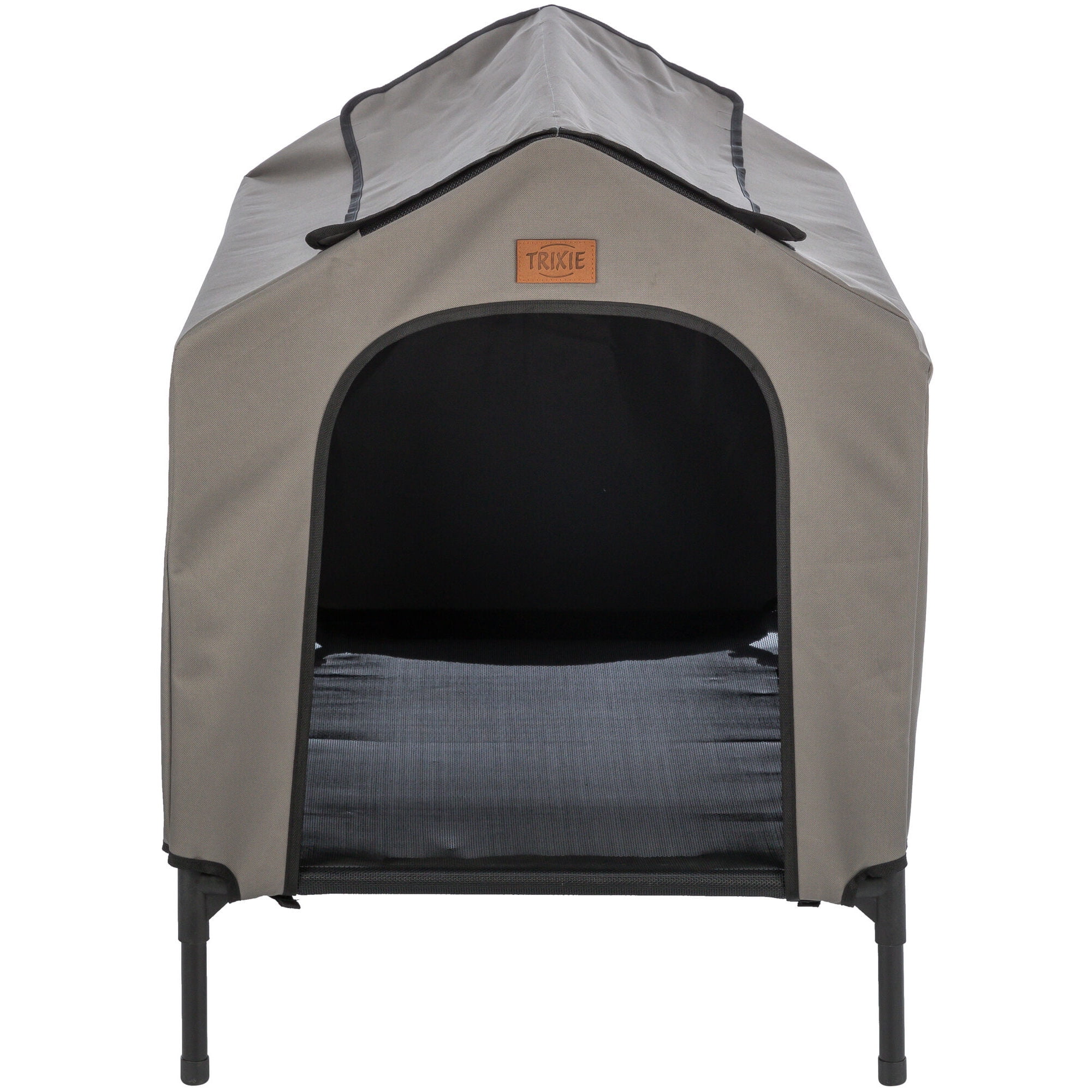 Small Gray Elevated Portable Dog House with Removable Cover