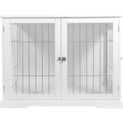 TRIXIE 29.5" Dog Crate, Wooden Indoor Kennel Furniture for Small Dogs Up to 25 lb, White