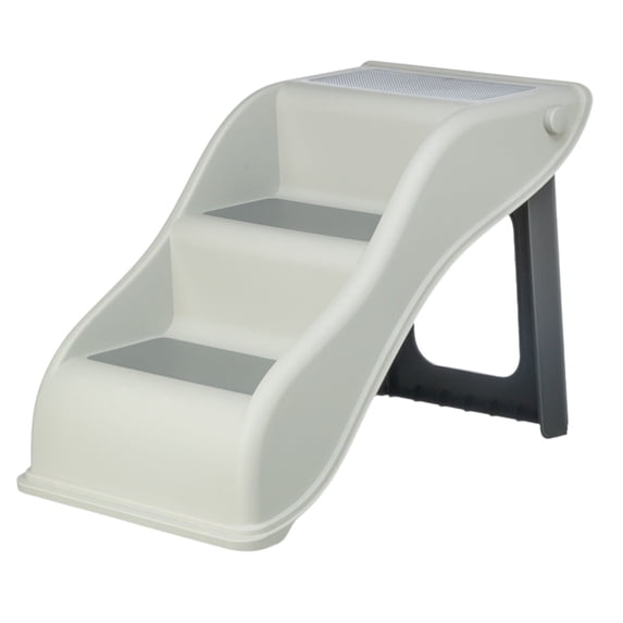 TRIXIE 3 Step Pet Stairs, Lightweight & Collapsible, Easy to Store, Non-Slip Treads, Gray