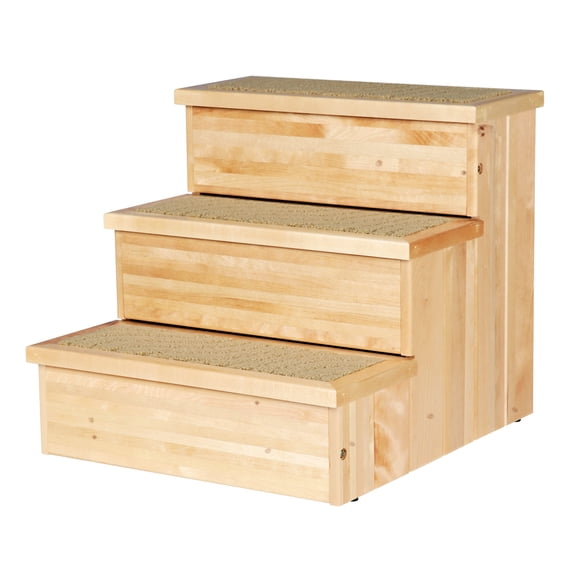 TRIXIE 3-Step Wooden Pet Stairs with Storage & Non-Slip Pads, Natural
