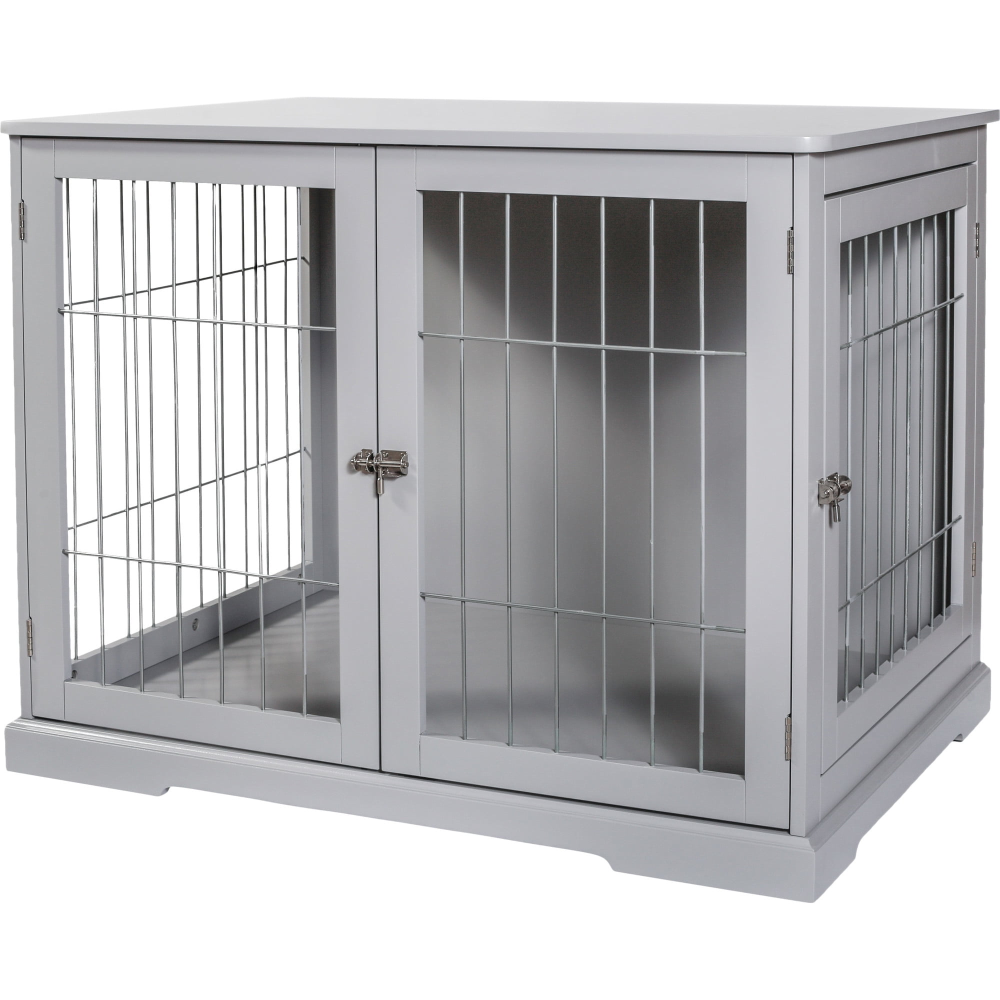TRIXIE 32.7" Dog Crate, Wooden Indoor Kennel Furniture for Medium Dogs Up to 50 lb, Gray