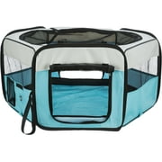 TRIXIE 51 in. x 21.7 in. Large Soft-Sided Nylon Mobile Playpen, Turquoise