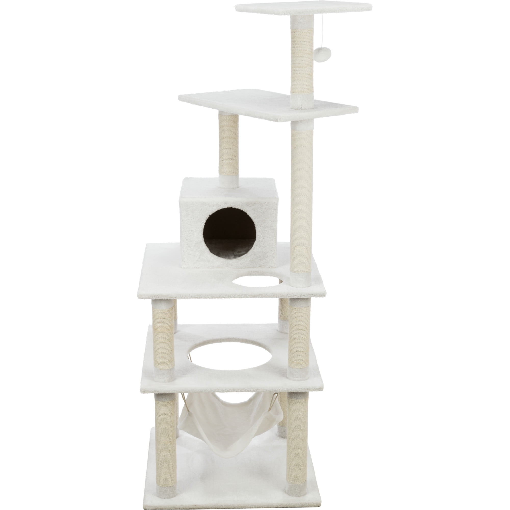 Cream Plush 4-Level Cat Tree with Sisal Scratching Posts