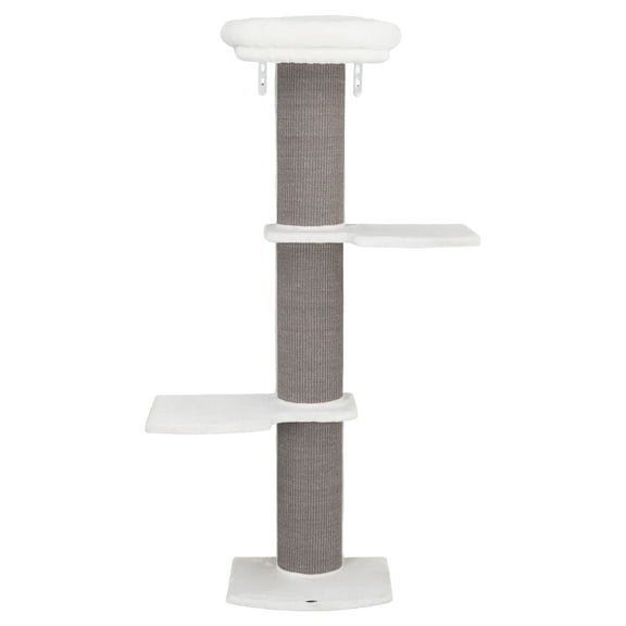 TRIXIE Acadia Plush & Sisal 3-Level 63" Cat Tree, Scratching Posts, Wall Brackets, Gray