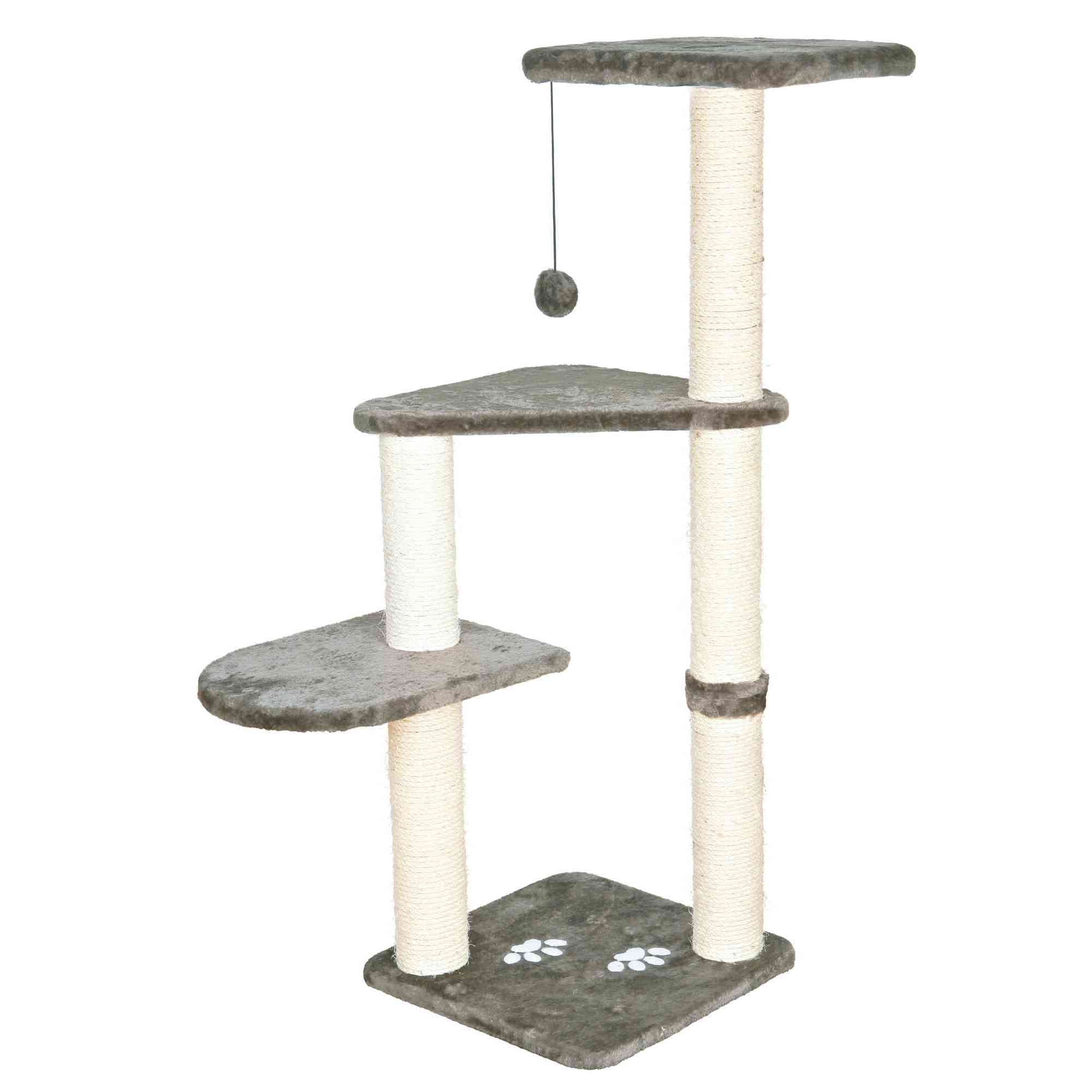 TRIXIE Altea Plush 3-Level 46.1" Cat Tree with Sisal Scratching Posts & Cat Toy, Gray