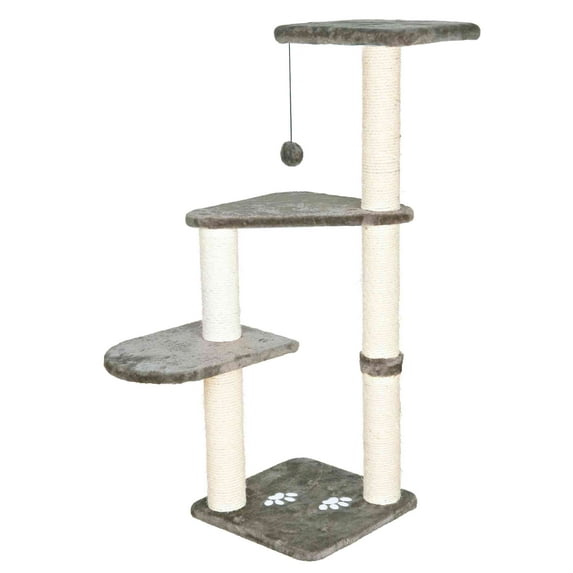 TRIXIE Altea Plush & Sisal 3-Level 46" Cat Tree with Scratching Posts & Cat Toy, Gray